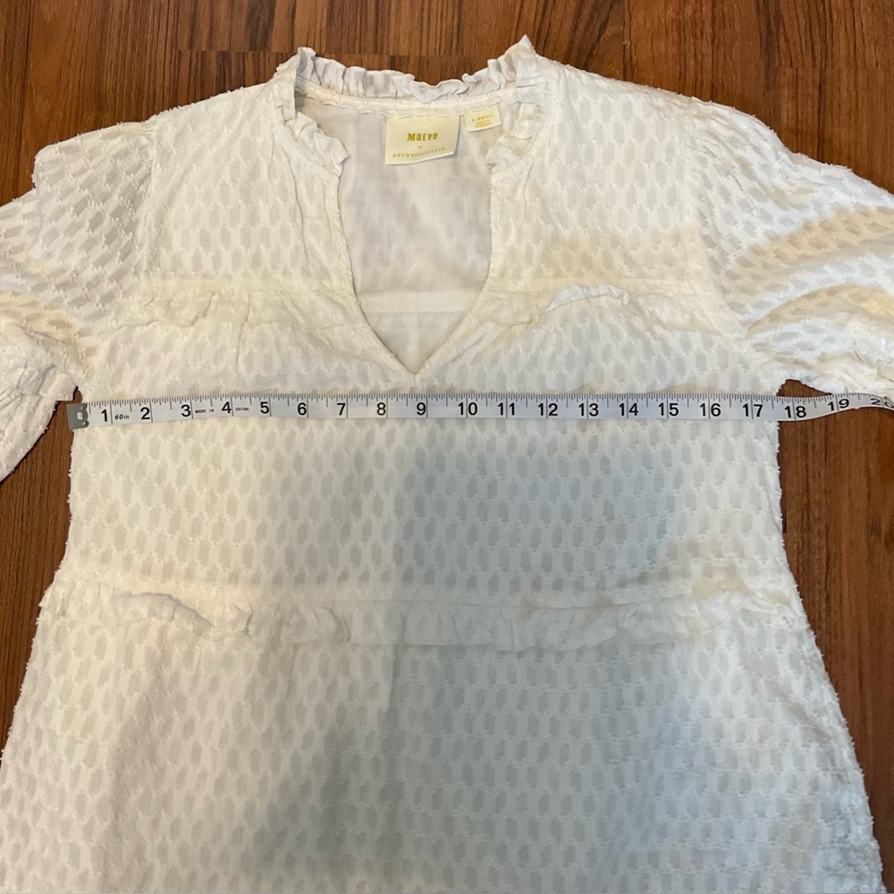 Anthropologie White Relaxed Ruffled Blouse - Picture 5 of 7